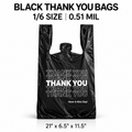 Black Thank You Shopping Bags, 1/6 Size, 350 per Case