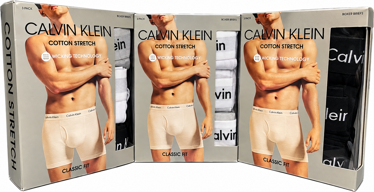 Calvin Klein Men's Cotton Stretch Trunks – 3-Pack, Medium