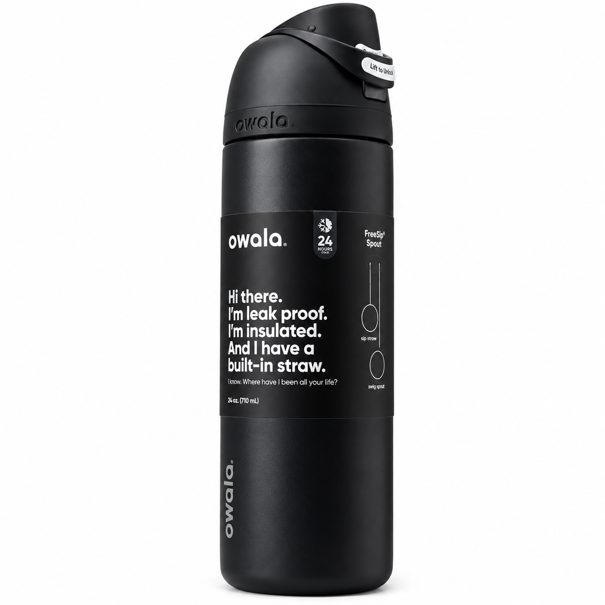 Owala FreeSip 24 oz Stainless Steel Water Bottle – Black