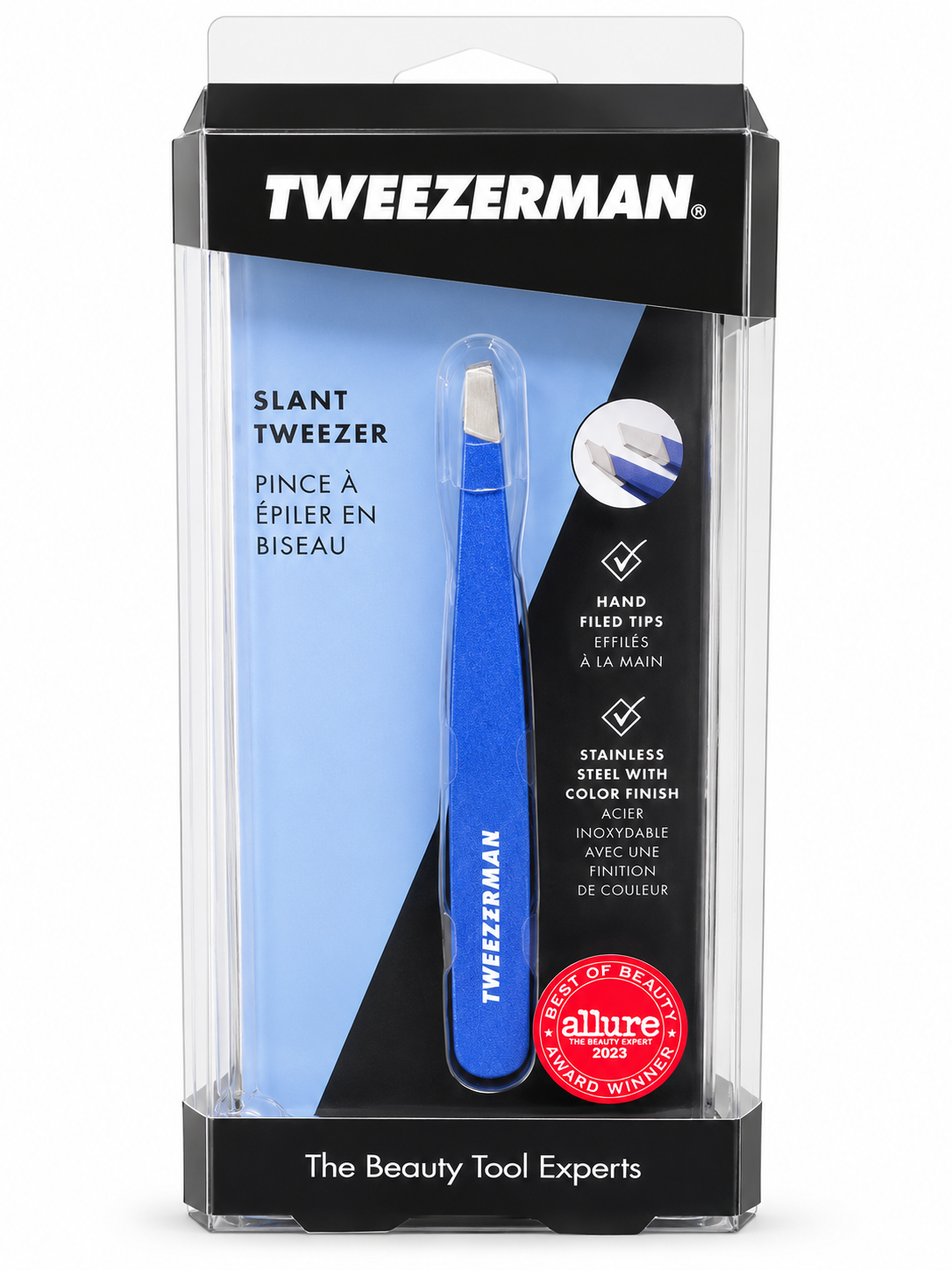 Tweezerman Slant Tweezer – Blue Stainless Steel
