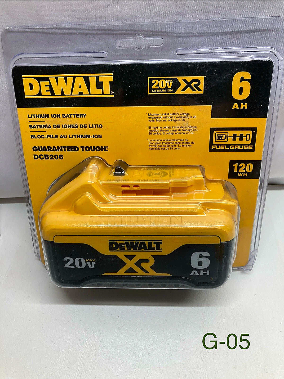 DEWALT DCB206 20V MAX XR 6.0Ah Lithium-Ion Battery