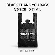 1/6 Black Heavy Duty Thank You Bag (350/Case)
